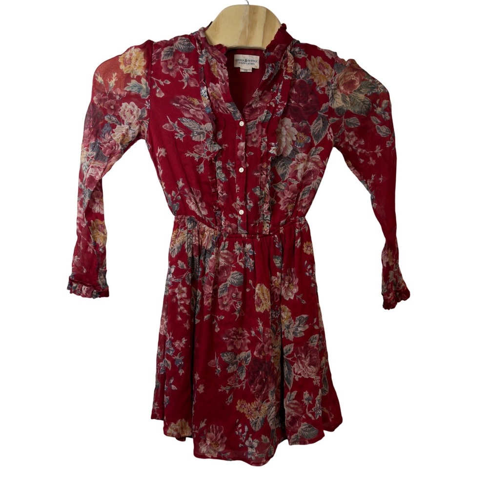 Ralph Lauren Denim & Supply Floral Long Sleeve Mini Dress Size S Boho Ruffle